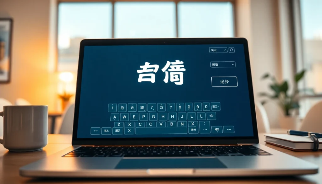 Utilizing 搜狗输入法 on a modern laptop in a productive workspace, highlighting its user-friendly interface.