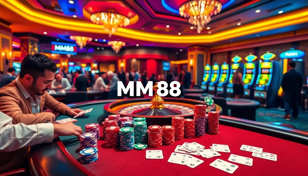 Experience thrilling moments at MM88's casino with players at a vibrant poker table.