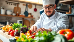 Kochen mit frischen Zutaten auf https://foodies-magazin.de in einer einladenden Küche.