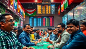 Engaging scene of sports betting in India showcasing players and vibrant atmosphere.