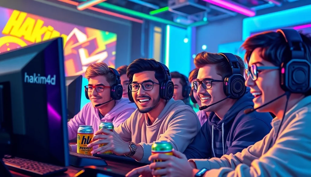 Pemain menikmati pengalaman hakim4d game dengan penuh semangat, dikelilingi suasana yang energik.