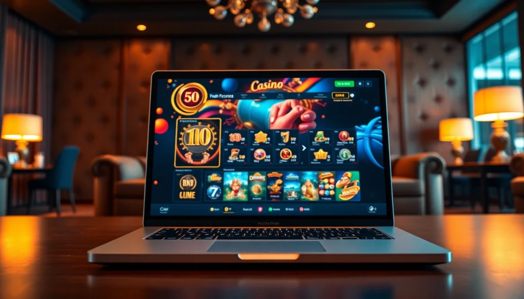 Engaging interface of https://whycazino.com displayed on luxurious gaming room laptop.