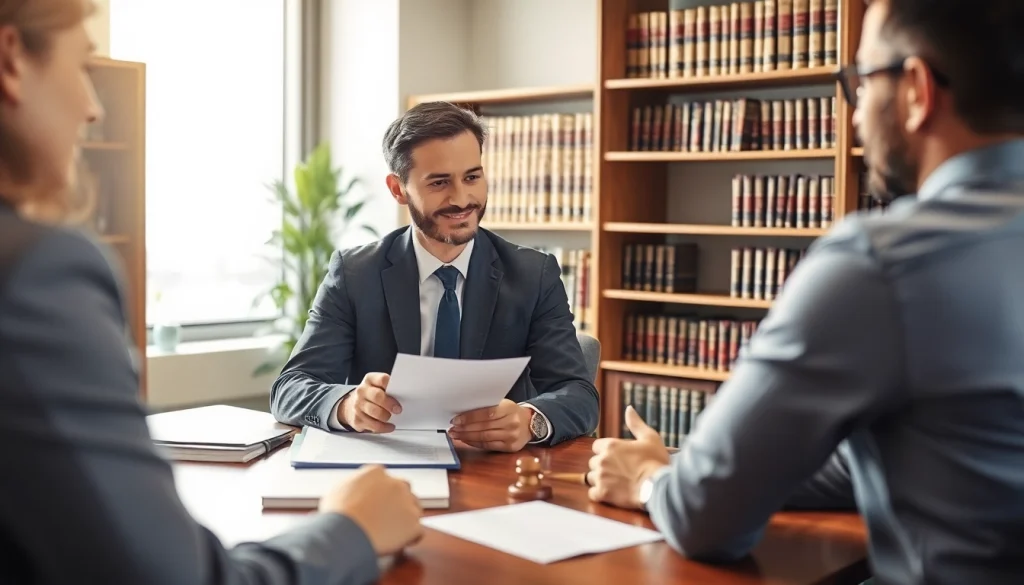 Consultation at https://www.marylandpersonalinjurylawyer.com showing a personal injury lawyer assisting a client.