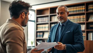 Consulting with a real estate attorney at https://www.atlantarealestateattorney.com in a professional office.