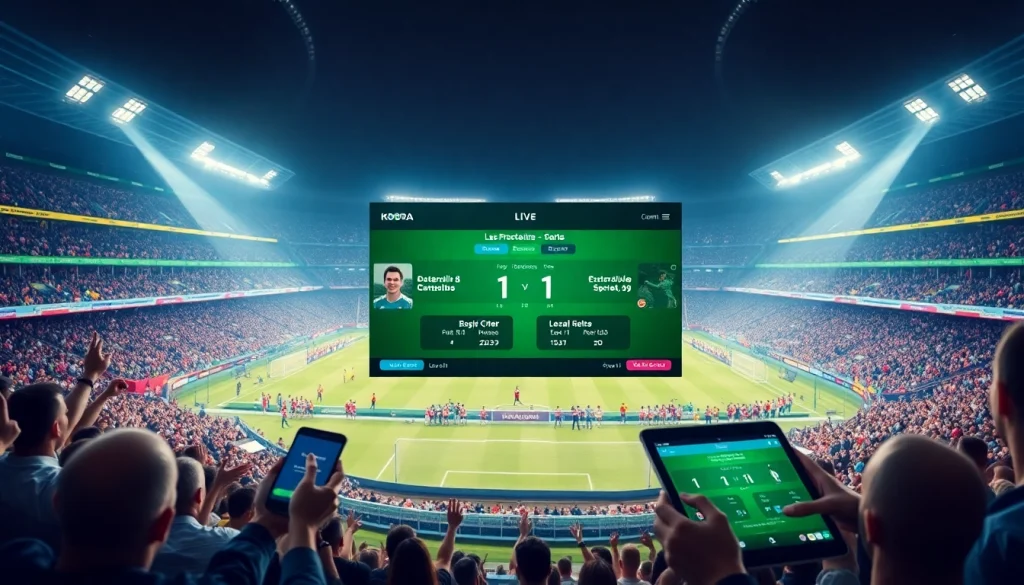 Catch the excitement of Koora live sports streaming with vibrant stadium settings and digital displays.