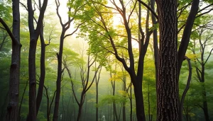 Transform your space with enchanting canvas wall art depicting an abstract forest scene.