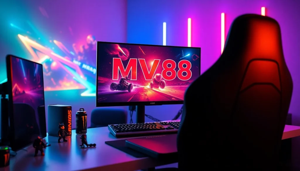 Experience the excitement of the MV88 game in an engaging gaming setup with dynamic elements.