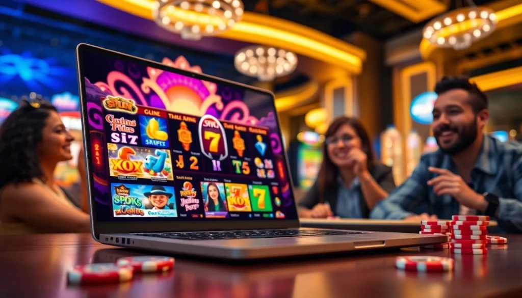 Engaging scene of online casino South Africa gaming setup featuring vibrant slot games.
