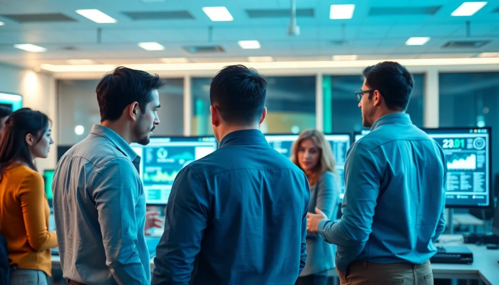 Highlighting a professional IT team engaged in Managed Services collaboration in a modern office.