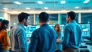 Highlighting a professional IT team engaged in Managed Services collaboration in a modern office.