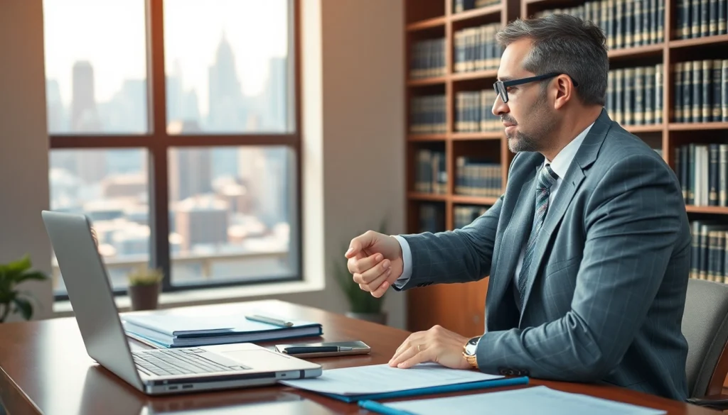 Personal injury lawyer discussing case details with a client at https://www.cohanlegal.com in New York.