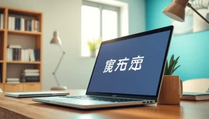 Engaging workspace featuring the 搜狗浏览器 on a sleek laptop amid modern accessories.