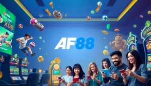 AF88 online gaming platform showcasing diverse gaming options and happy players.