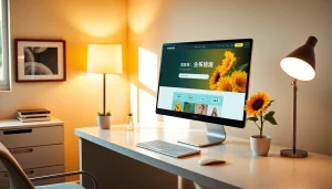 Engaging workspace showcasing the 向日葵官网 website on a sleek computer screen.