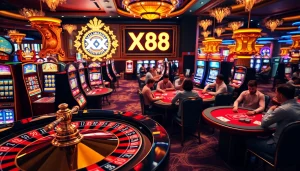 Experience the thrill at XX88, where players interact with vibrant slots and dynamic poker tables.