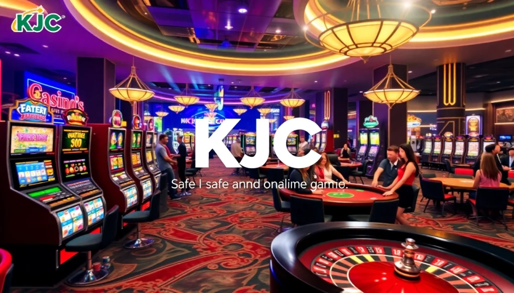 KJC AC 1 vibrant casino scene showcasing poker tables and slot machines.