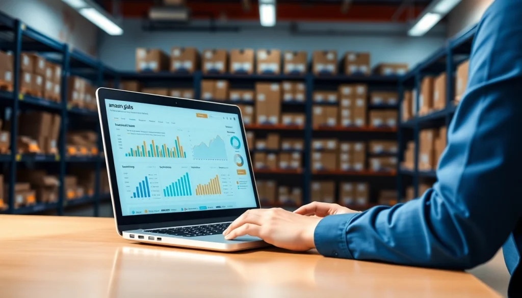 FBA seller maximizing sales with the best Amazon repricer in a modern office.