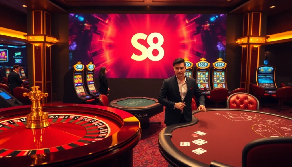 S8 Casino experience with vibrant gaming atmosphere and exciting poker action.
