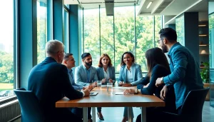 Engaging diverse team members in a business meeting within a modern office environment.