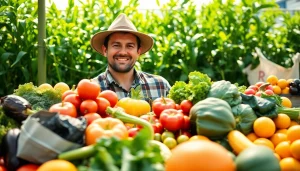 Petani toto menampilkan hasil panen segar di pasar petani yang ramai.