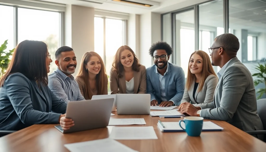 Engaged professionals collaborating on Insurance Claims Help in a modern office.