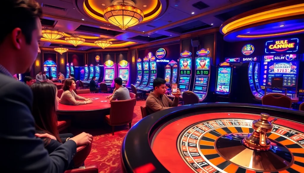 Engage in thrilling games at https://789win.apartments/ showcasing luxury casino tables and vibrant slot machines.