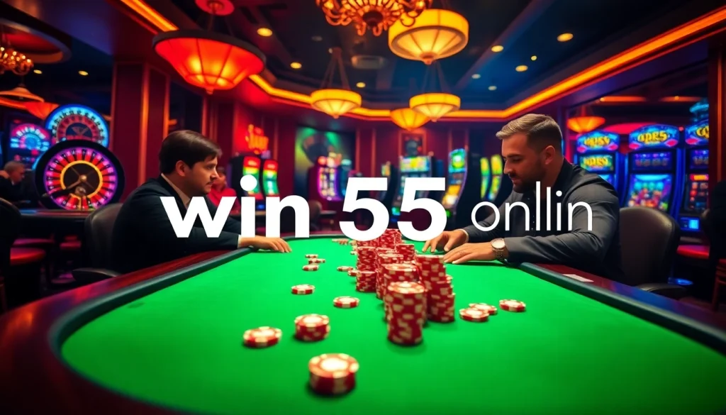 Engage with win55 online poker games featuring vibrant casino elements and competitive play.