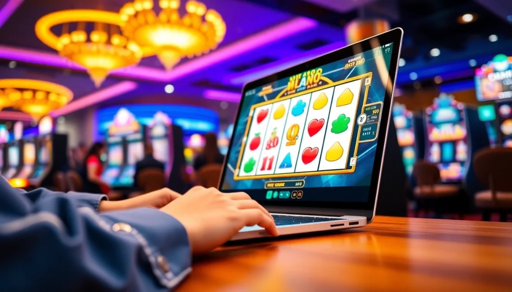 Découvrez grhconsultants.fr avec un joueur concentré sur une machine à sous virtuelle captivante.