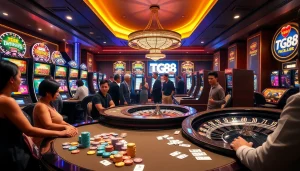 Experience dual excitement with TG88’s engaging gaming atmosphere featuring poker and roulette.