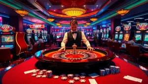 Experience the thrilling atmosphere of Nhà cái vua99 with a professional dealer at the roulette table.