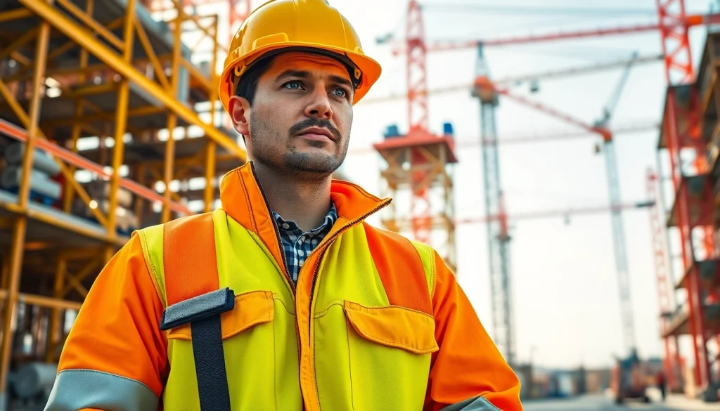 Explore diverse Careers in construction with professionals engaged in various tasks at a busy job site.