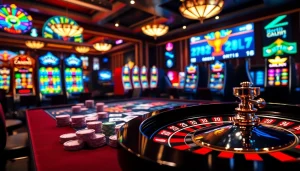 Hoạt động cá cược hấp dẫn tại bàn casino Betvip với những chip poker và vòng roulette đầy màu sắc.