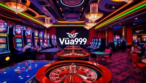 Vua99 casino vibrant games and luxurious atmosphere with players engaging in action.