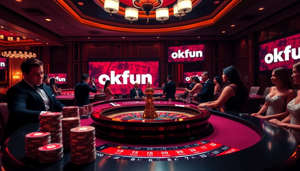Feel the excitement of winning at the roulette table in okfun's luxurious casino experience.