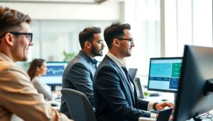 Expert financial analysis being conducted by an accounting firm in Abu Dhabi showcasing teamwork and precision.