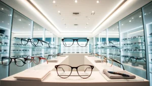Showcasing premium eyewear collection at specsdr.com in an elegant showroom.