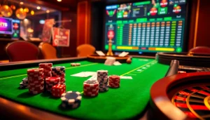 Engaging in strategic betting with insights from https://nhandinhkeonhacai.news/ at a bustling casino table.