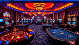 Experience the thrilling ambiance of Go8 casino with vibrant roulette and poker games.