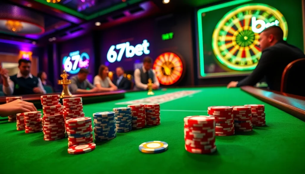 Players enjoying the excitement of gambling at 67bet's luxurious casino table.