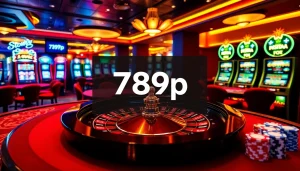 Engaging casino scene highlighting 789p with roulette, poker chips, and elegant atmosphere.
