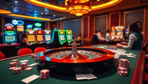 Players engaging in high-stakes action with 6L777 themed casino table and roulette.