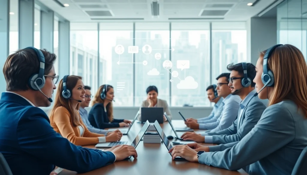 AI interpretation service enhancing multilingual communication in a modern meeting.