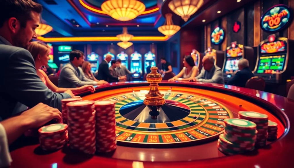Players experience high-stakes excitement at Jeetbuzz-themed casino tables with vibrant roulette.