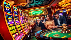 Players winning at slot kamboja bet 100 in a lively casino scene filled with excitement.