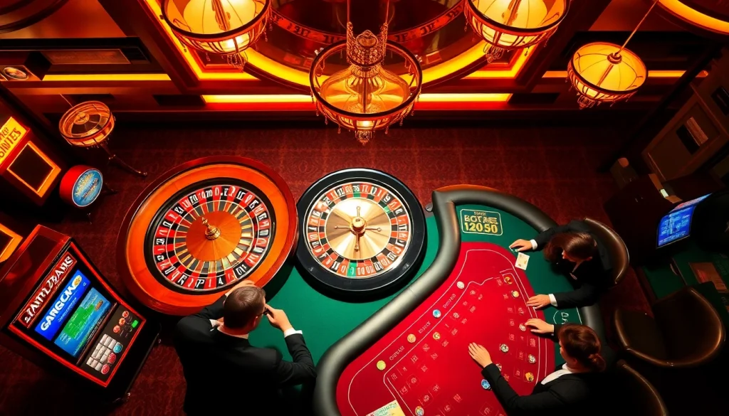 Experience the excitement of God345 at a luxurious casino with colorful chips and roulette.
