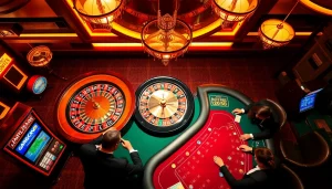 Experience the excitement of God345 at a luxurious casino with colorful chips and roulette.