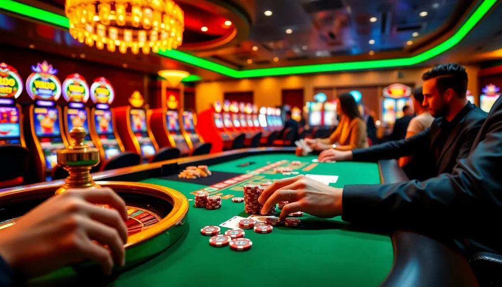 Players enjoying poker and betting at Hi88 casino, highlighting thrilling gaming experiences.