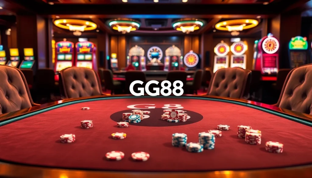 Experience a thrilling gaming atmosphere with GG88 casino tables and vibrant slot machines.