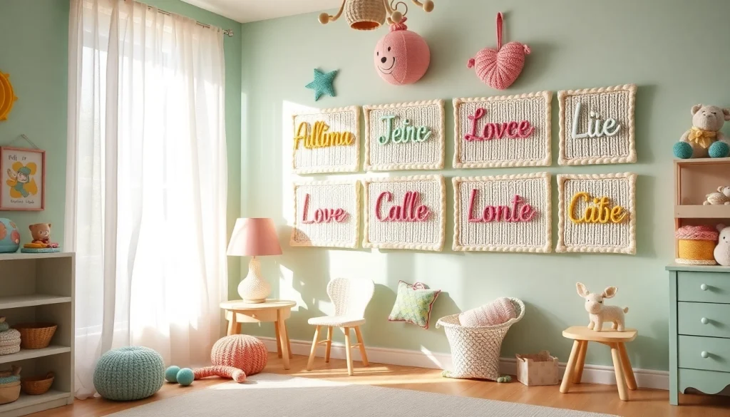 Découvrez la déco murale unique d'iletaitunnuage.fr avec des toiles tricotin personnalisées.