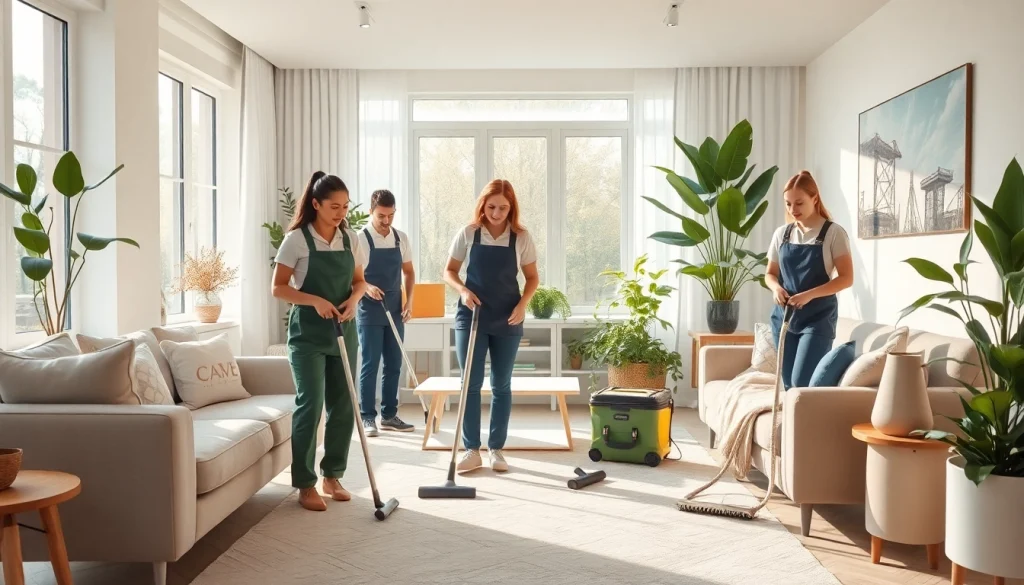 Boost your home's appeal with a professional cleaning service team in action.
